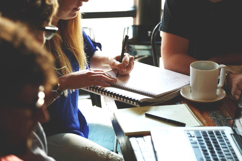 Professionals collaborating in a modern office